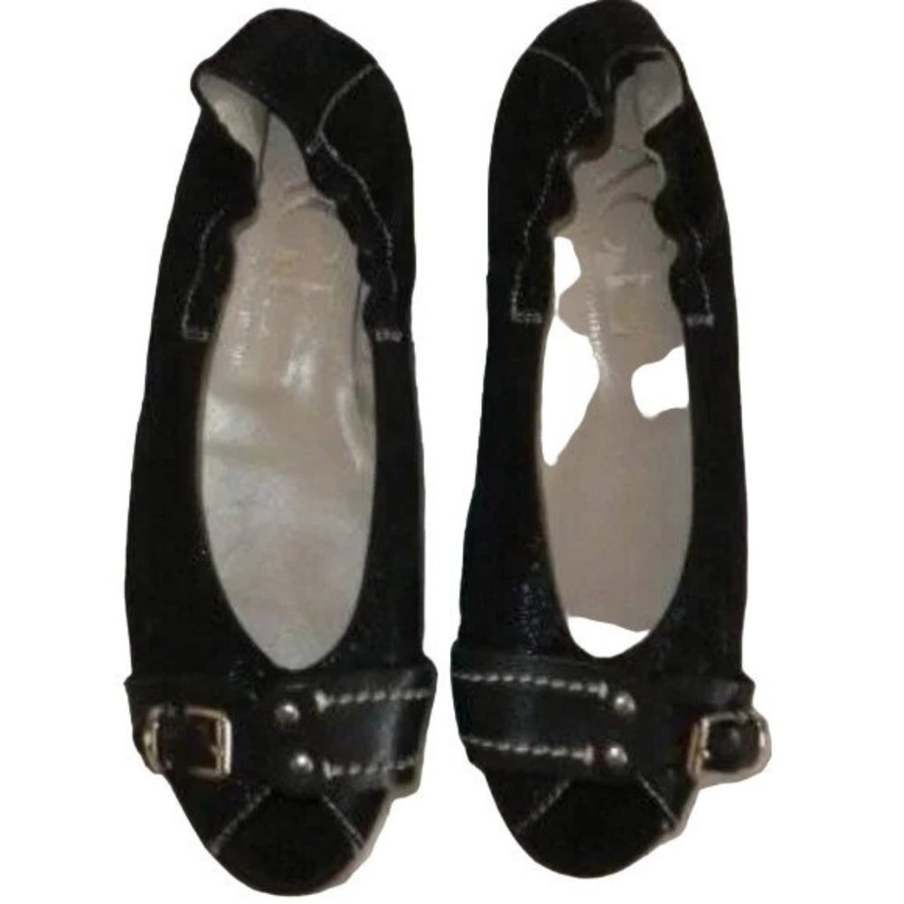 AGL Attilio Giusti Leombruni Shimmer Suede Peep Toe Ballet Flats Shoes 6 - Picture 2 of 6